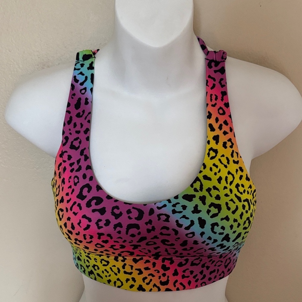 Vibrant Rainbow Leopard Print Crop Top